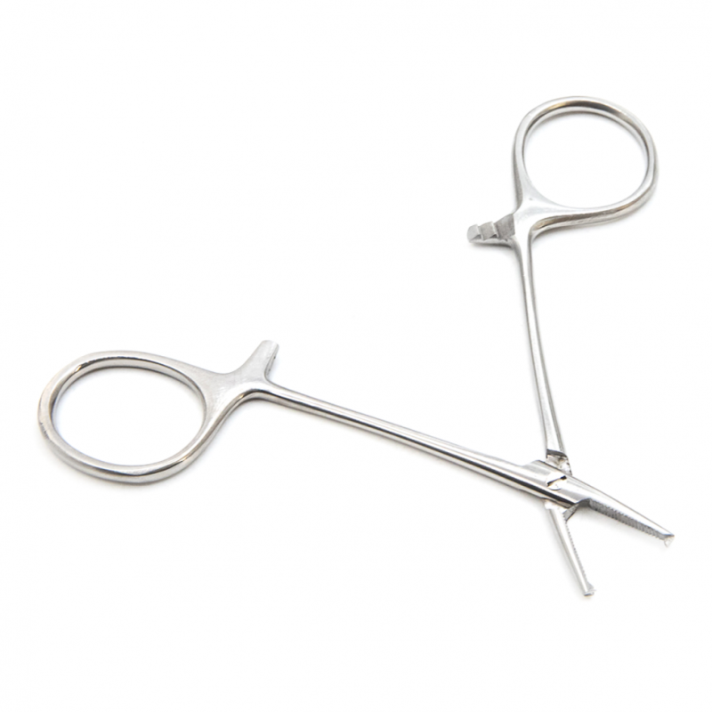 Зажим к/о глазной, прямой с зубом, 84 мм