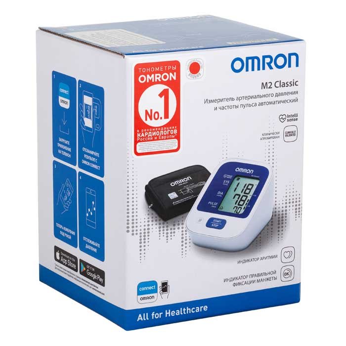Автоматический тонометр OMRON M2 Classic + Универсальная манжета новинка (HEM-7122-LRU)