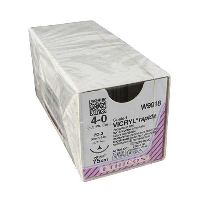Шовный материал ВИКРИЛ РАПИД 4/0. 75 см.не окрашен Кол.-реж. 17 мм. 5/8 Ethicon