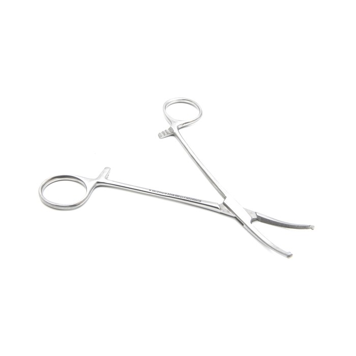 Зажим кровоостанавливающий 1х2 зубый зубчатый изогнутый N 1 150мм