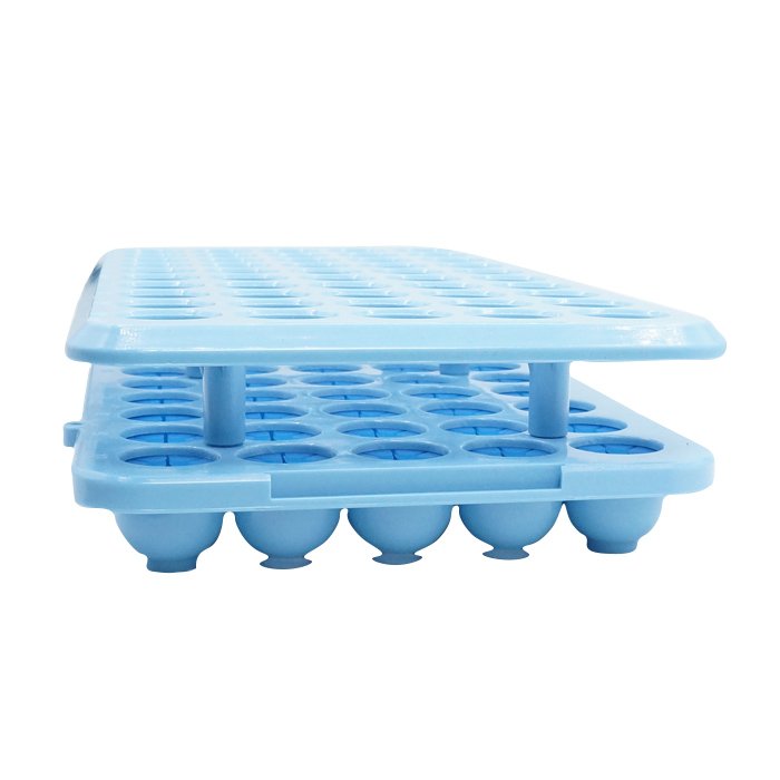 Штатив пластиковый на 50 отверстий для пробирок D 10-18 мм, голубой, АБС-пластик