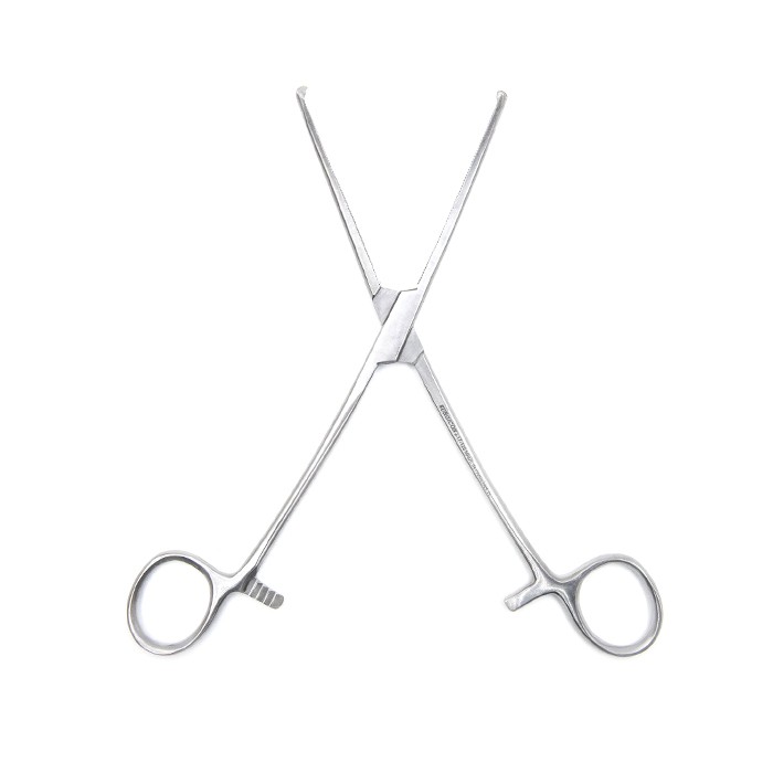 Зажим кровоостанавливающий 1х2 зубый зубчатый изогнутый N3 200 мм