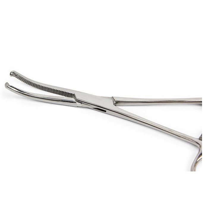 Зажим кровоостанавливающий 1х2-зубый зубчатый изогнутый №1 ПТО Медтехника