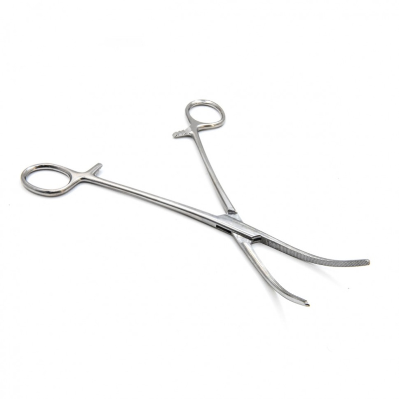 Зажим кровоостанавливающий, зубчатый, изогнутый №2, 205 мм. Surgiwell