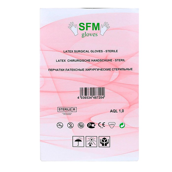 Перчатки хирургические СТЕРИЛЬНЫЕ латексные неопудренные (SFM, Германия) размер 9,0