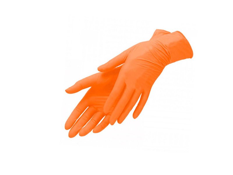 Перчатки нитриловые медицинские BENOVY, оранжевые, размер M, 50 пар в упаковке