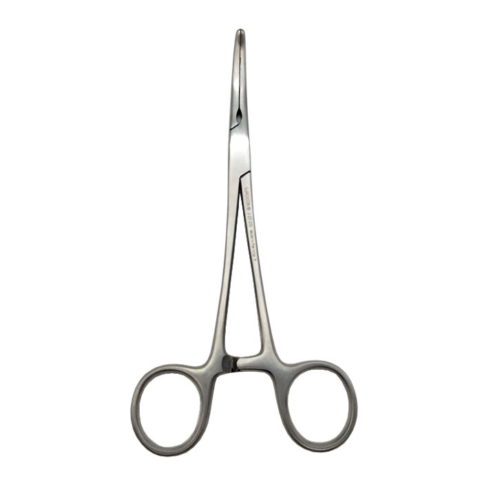 Зажим кровоостанавливающий с атравматической насечкой изогнутый 160мм Surgicon