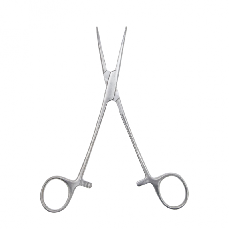 Зажим кровоостанавливающий зубчатый изогнутый N 1 158мм Surgicon