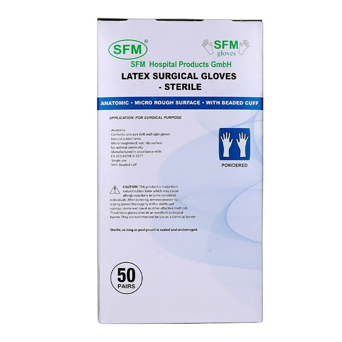 Перчатки хирургические СТЕРИЛЬНЫЕ, латексные, опудренные, текстурированные, SFM, размер 7,0