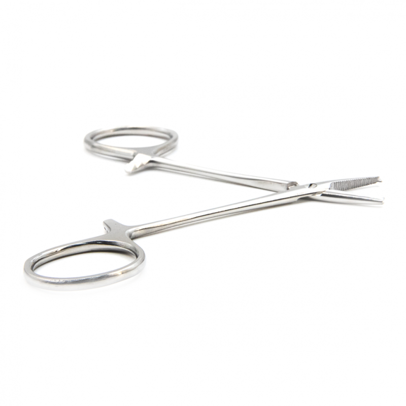 Зажим к/о глазной, прямой с зубом, 84 мм