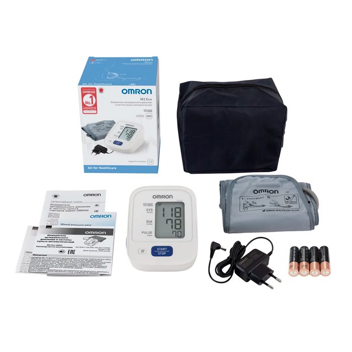 Измеритель артериального давления и частоты пульса автоматический OMRON M2 Eco (ARU) с адаптером