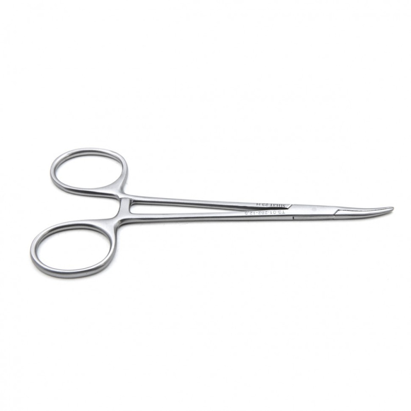 Зажим медицинский HALSTED-MOSQUITO, кровоостанавливающий, для новорожденных, изогнутый по ребру, 125 мм (З-122р), МИЗТ