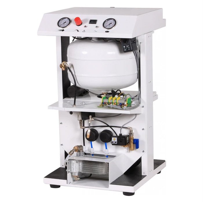 Remeza КМ-24.OLD20К - безмасляный компрессор для 2-х стоматологических установок, без осушителя, с кожухом, с ресивером 24 л, 160 л/мин