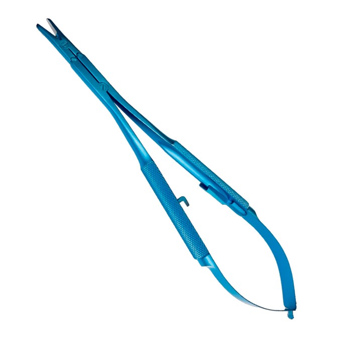 Иглодержатель микрохирургический четырехшарнирный, прямая рабочая часть, ширина рабочей части 1,8 мм, длина 180 мм, замок L