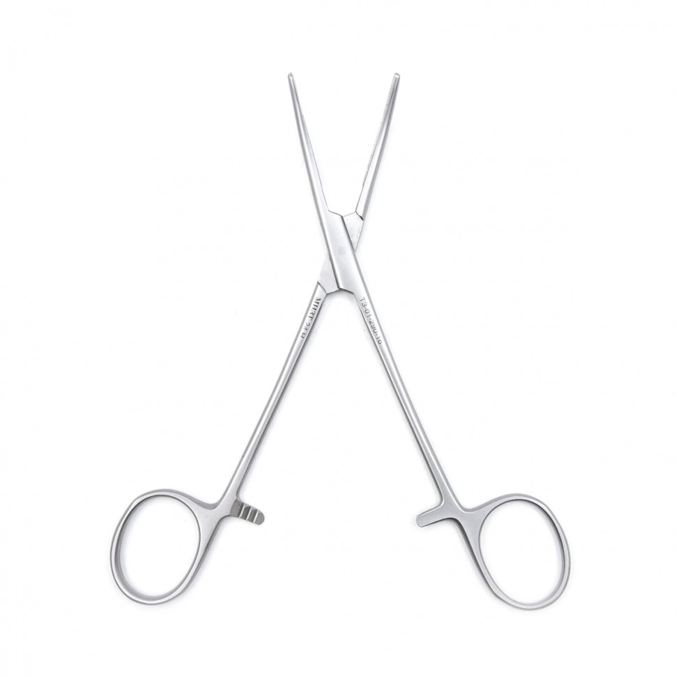 Зажим медицинский DE BAKEY-RANKIN, кровоостанавливающий с атравматической нарезкой изогнутый, 160 мм (З-11-2р), МИЗТ