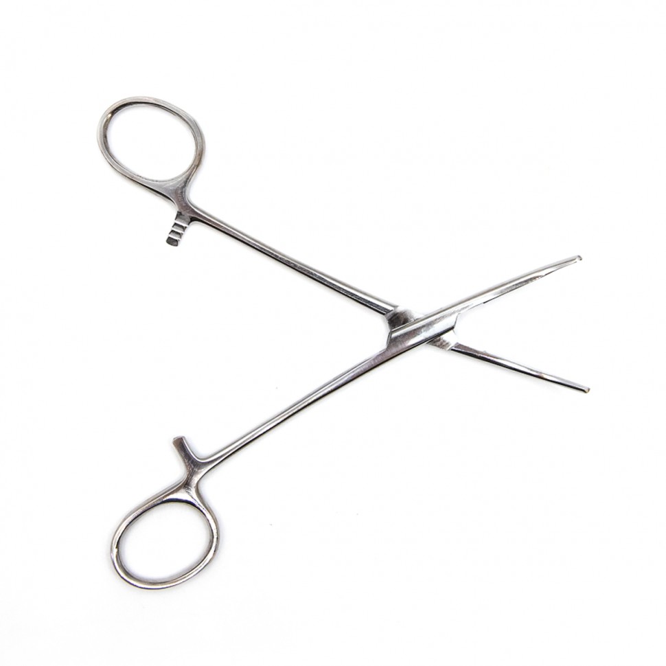 Зажим кровоостанавливающий, с атравматической нарезкой, изогнутый, 160 мм. Surgiwell