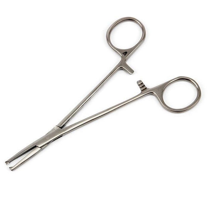 Зажим к/о 1х2 зубый, зубчатый, прямой, №1, 150 мм