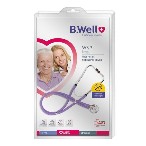 Стетоскоп WS-3 раппапорт сиреневый, B.Well