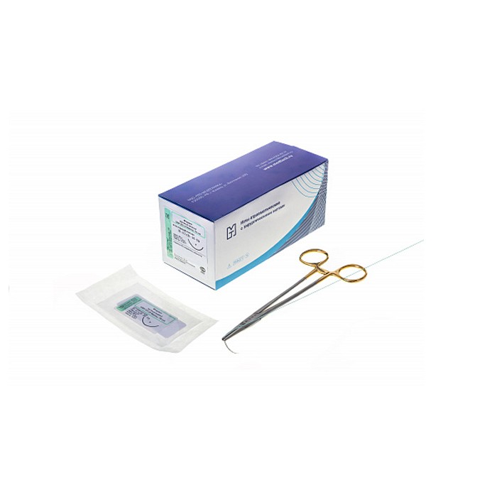 Материалы хирургические нерассасывающиеся шовные стерильные, игла колющая 0,4x16 мм, ПОЛИПРОПИЛЕН MР 1 (USP 5-0), 75см, мононить синий нерассасывающийся 20 шт/уп
