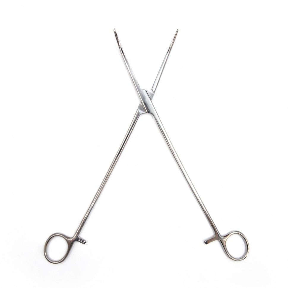 Зажим кровоостанавливающий, зубчатый, изогнутый №3, 285 мм. Surgiwell