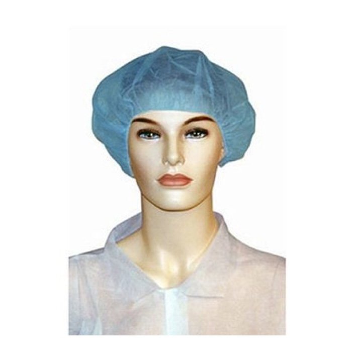 Шапочка-берет медицинская одноразовая, размер универсальный (12г/кв.м, Голубая)