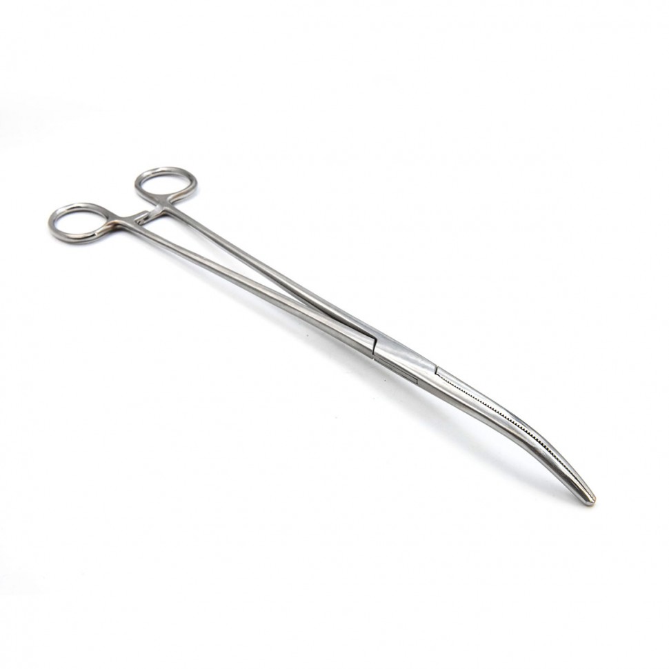 Зажим кровоостанавливающий, зубчатый, изогнутый №3, 285 мм. Surgiwell