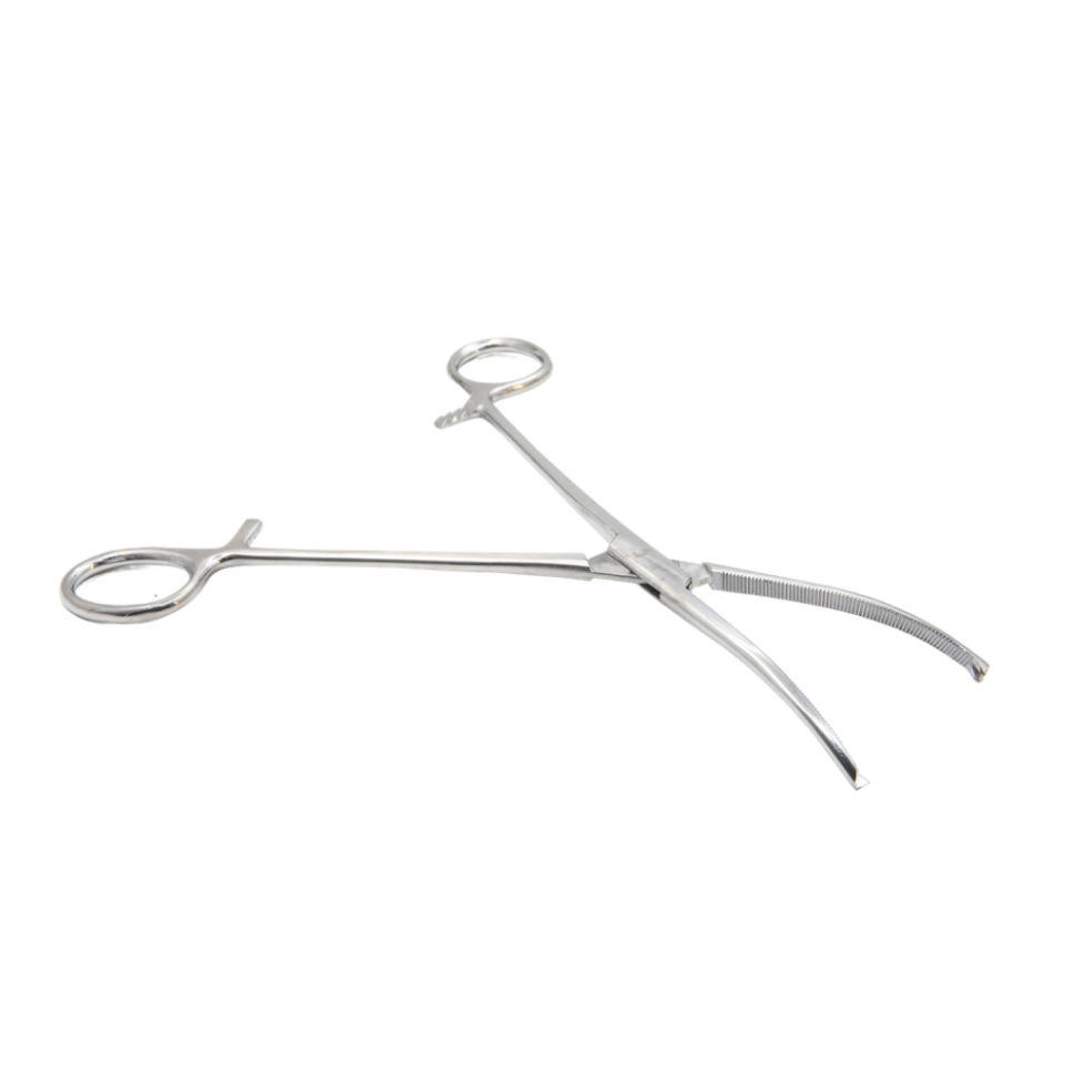 Зажим кровоостанавливающий, одно- и двузубый, зубчатый, изогнутый №3. Surgiwell