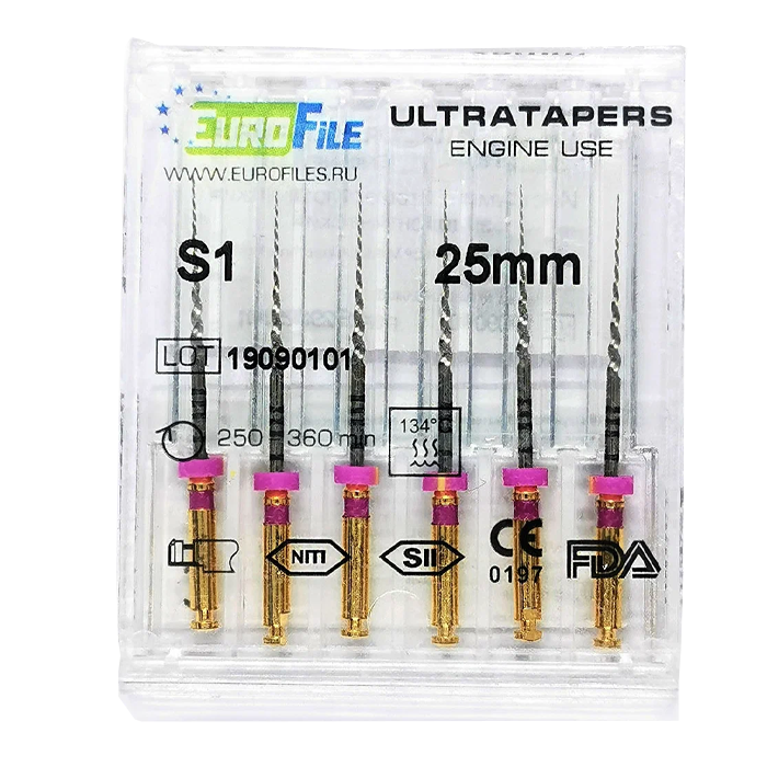 Ultratapers Engine S1, 25мм, машинные файлы, никель-титан, 6 шт. Eurofile