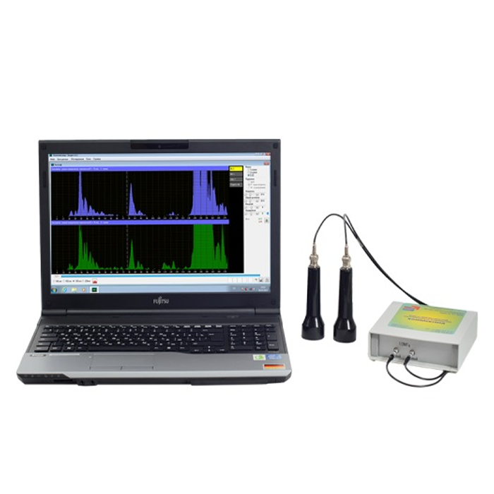 Эхоэнцефалограф двухканальный компьютеризированный малогабаритный во внешнем настольном корпусе с ноутбуком. Прибор диагностический ультразвуковой медицинский «Комплексмед» исполнение 3.3