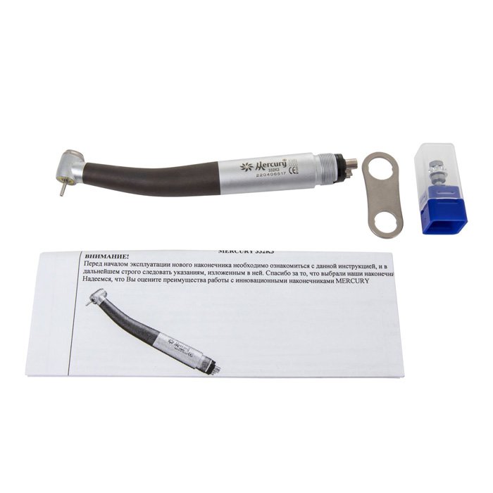 332K3 Black - высокоскоростной турбинный наконечник с генератором света, Mercury