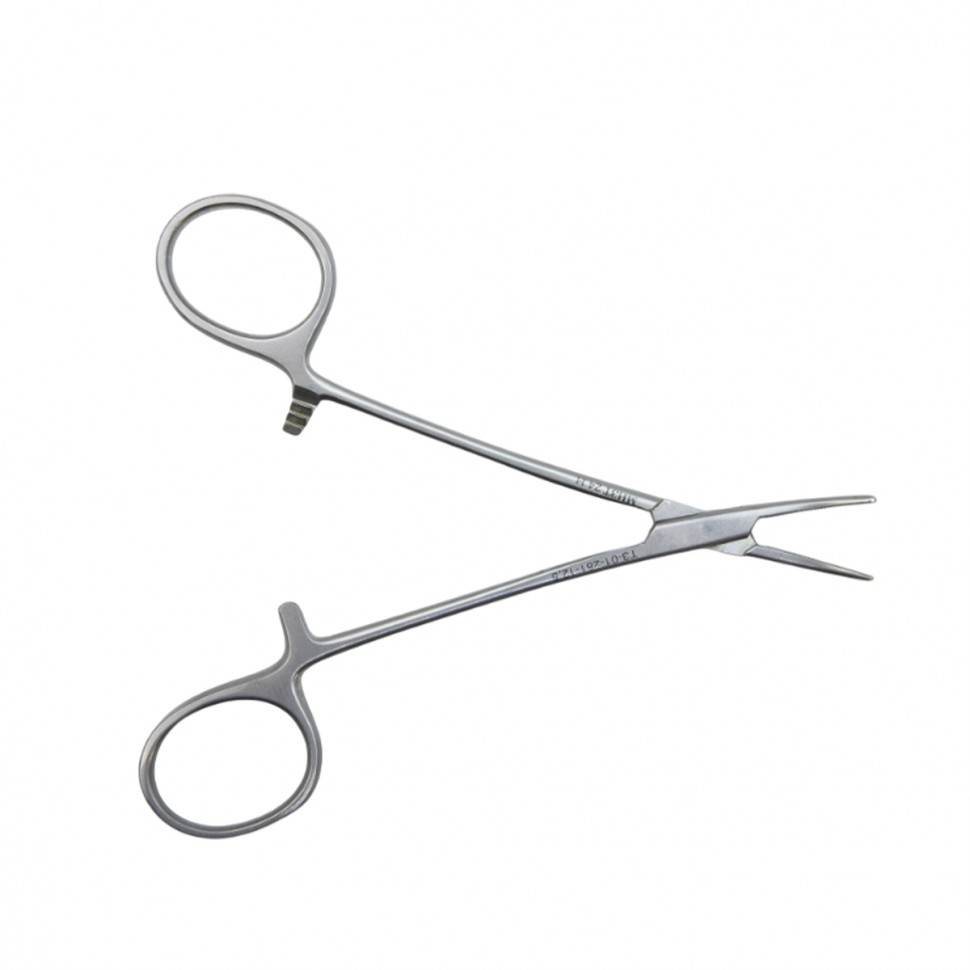 Зажим медицинский HALSTED-MOSQUITO, кровоостанавливающий, для новорожденных, изогнутый по плоскости, 125 мм (З-121р), МИЗТ
