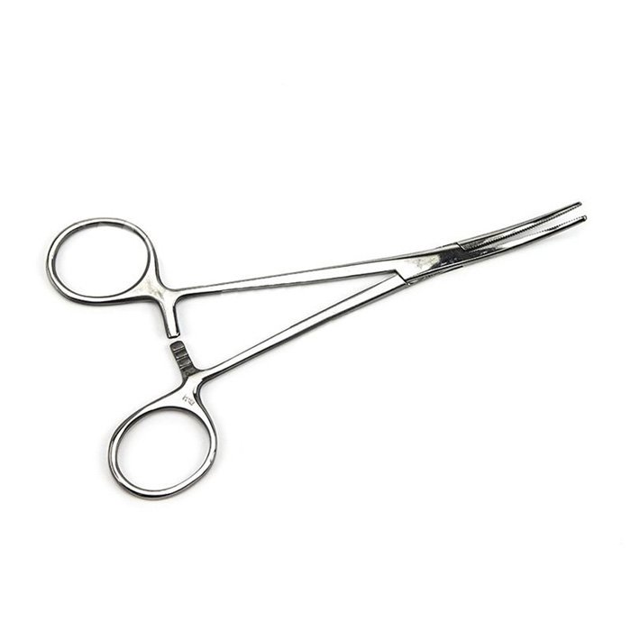 Зажим д/врем.пережат.сосудов с кремальер изогнут./плоск., R60, 212мм