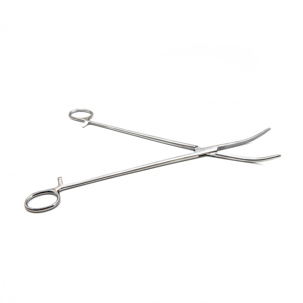 Зажим кровоостанавливающий, зубчатый, изогнутый №3, 285 мм. Surgiwell