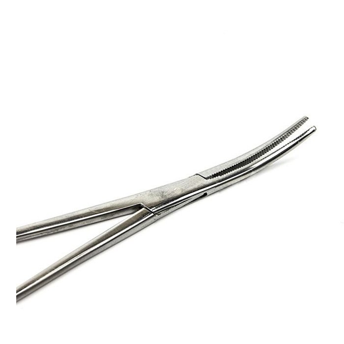 Зажим д/врем.пережат.сосудов с кремальер изогнут./плоск., R60, 212мм