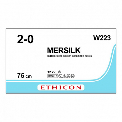 Шовный материал ШЕЛК 2/0. 10х75 см. черный лигатура Ethicon
