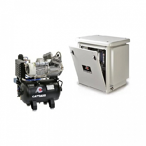 Cattani 30-160 - безмасляный компрессор для двух стоматологических установок