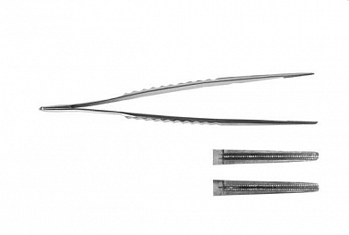 Пинцет прямой с атравматической нарезкой сосудистый (200 х 1,5 мм)