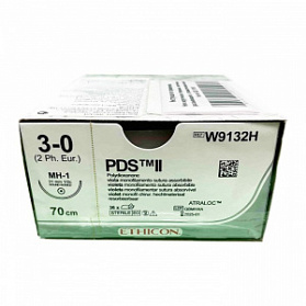 Шовный материал ПДС II 3/0. 70 см. фиолет. Кол. 31 мм. 1/2 Ethicon