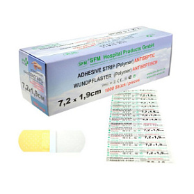 Лейкопластырь бактерицидный SFM-Strip, 7,2 см х 1,9 см №1, полимерная основа, 1000 шт/уп