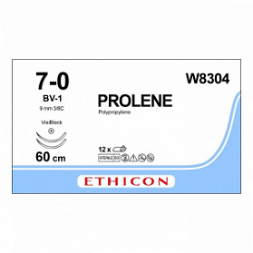 Шовный материал ПРОЛЕН 7/0, 60 см, синий Кол.Визи Блэк 9,3 мм х 2, 3/8 Ethicon