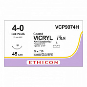 Шовный материал ВИКРИЛ ПЛЮС 4/0 45 см. фиолетовый  Кол. 17 мм. 3/8 Ethicon