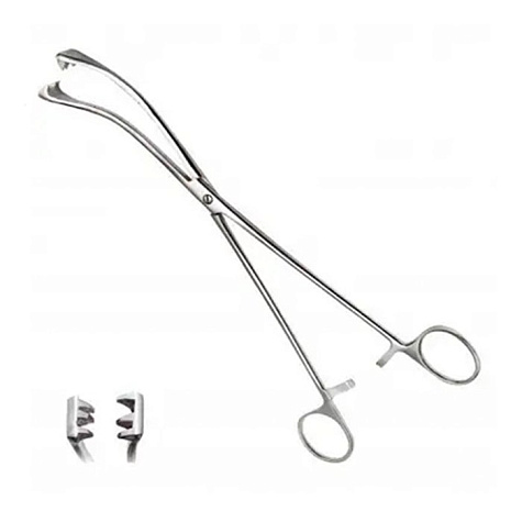 Щипцы маточные 3-хзубые, изогнутые, 260 мм