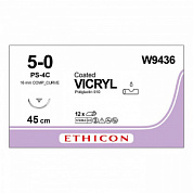 Шовный материал ВИКРИЛ 5/0. 45 см. не окрашен Обр.-реж. комбинир. 16 мм Ethicon