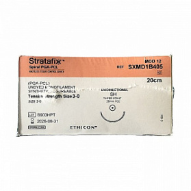 Шовный материал Stratafix Spiral PGA-PCL 3/0, однонаправл.20см, н/окр. Кол. 26 мм, 1/2 Ethicon