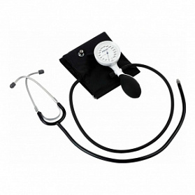 Механический тонометр e-mega (1 шланг, со встроенным стетоскопом, манжета на липучке стандартная (обхват 24-32 см.), латексная), Riester