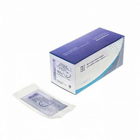 Игла атравматическая с нитью хирургической ПОЛИГЛИКОЛИД плетеный фиолетовый USP 2/0 (MР3), 75 см, 4D-0,7x30-2/0-PGA ПТО Медтехника, 20 шт/уп