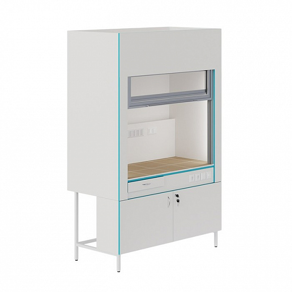 Вытяжной шкаф с сантехникой и столешницей из керамогранитной плитки Теолаб ШВ-1500 КГ-С-Комфорт