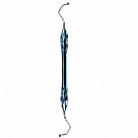 Кюретка двусторонняя стоматологическая, ширина рабочей части 3,6 мм. и 3,6 мм., общая длина 185 мм, рабочая часть - нержавеющая сталь, рукоятка - титан