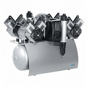 Quattro Tandem - безмасляный компрессор с двумя агрегатами для десяти стоматологических установок с осушителем, с ресивером 90 л, 420 л/мин