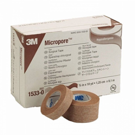 Микропор - гипоаллергенный хирургический лейкопластырь, 1,25 см х 9,1 м, 24 шт 3M